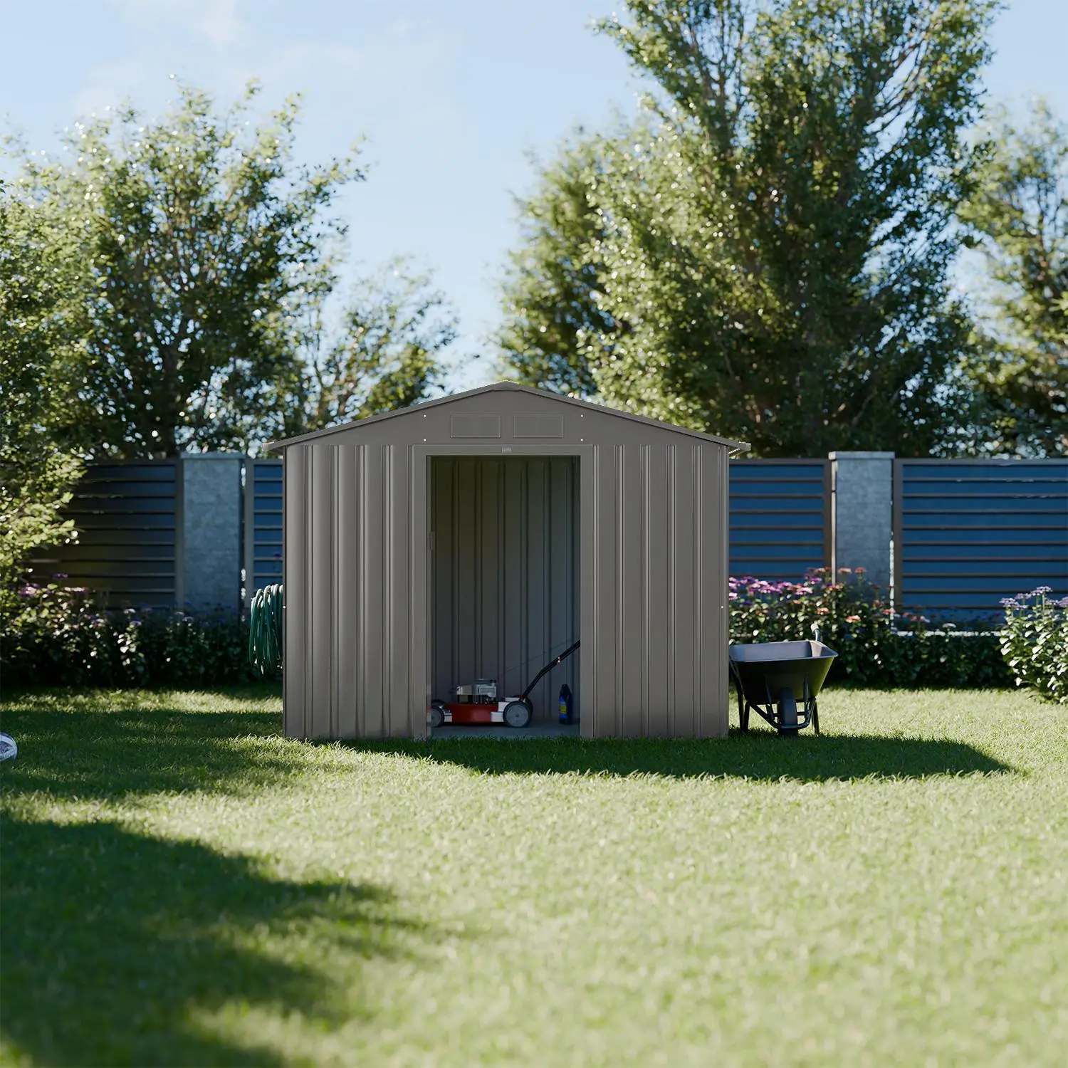 Abri de jardin métal 2,71m² avec kit d'ancrage