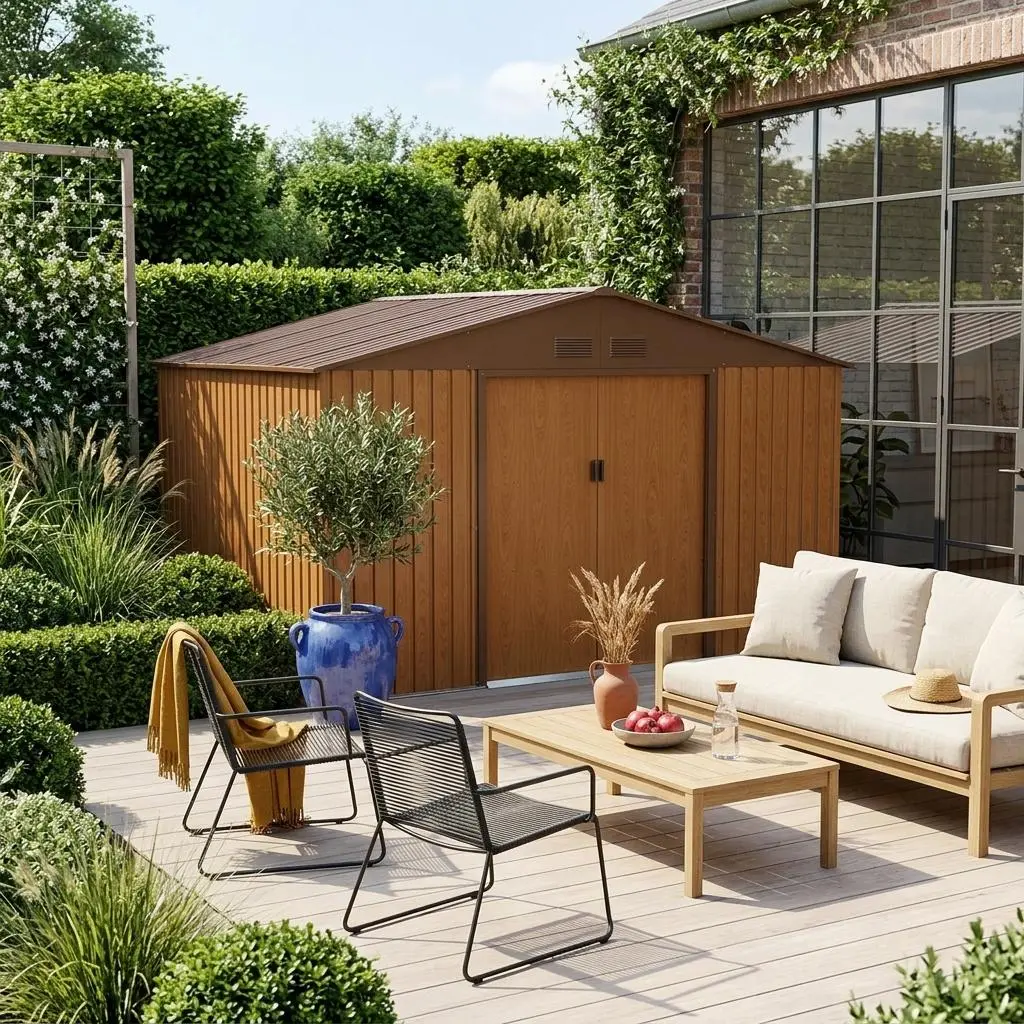 Abri de jardin métal 10,85m² avec kit d'ancrage