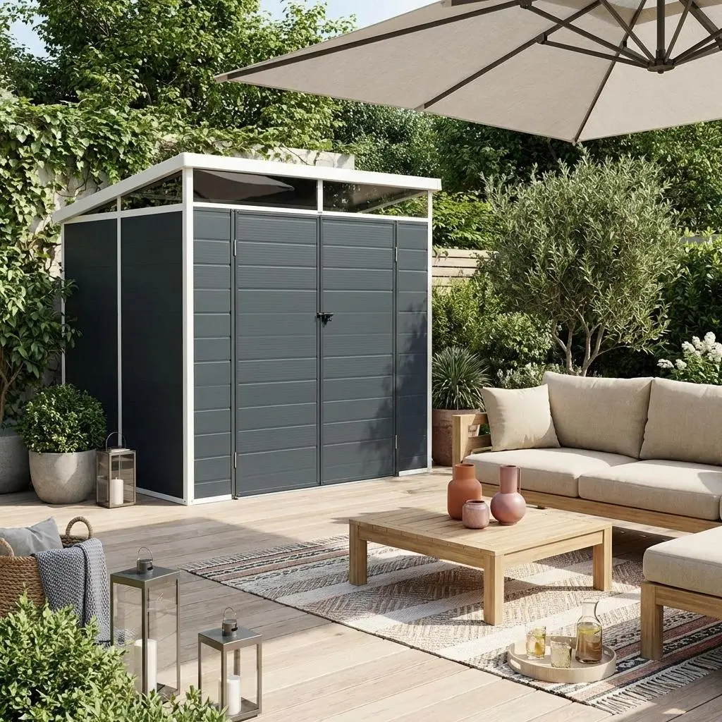 Abri de jardin en plastique, structure en aluminium 4,55m²